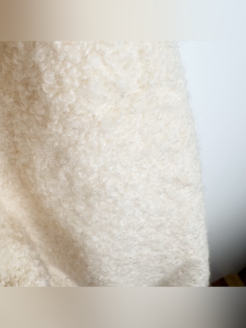 & Other Stories Alpaca Wool Blend Boucle Knit Collared Cardigan Sweater Cream - Picture 4 of 7